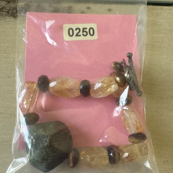 Silpada Gemstone Bracelet Sterling Silver Turquoise Quartz Tigers Eye 6.5” - Picture 7 of 7